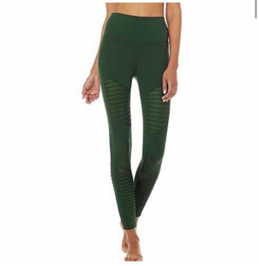 NEW Alo Yoga High Waist Moto Leggings in Forest Green